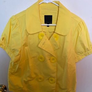 Bright yellow button front jacket